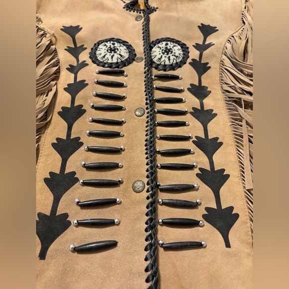 T4 West Tan and Black Fringed Women's Jacket - Picture 13 of 16